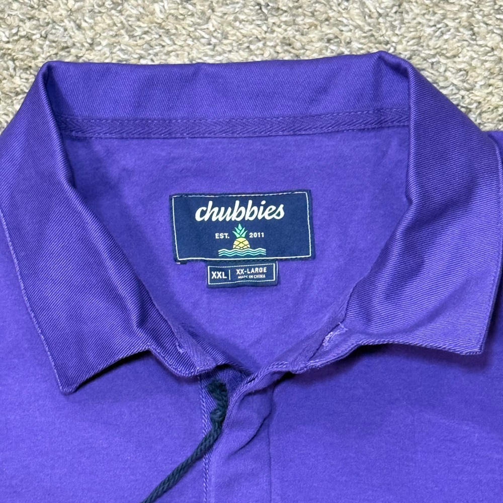 Chubbies The Legacy Shirt Mens XXL Purple Long Sleeve Polo Pineapple Logo NEW - Picture 3 of 7